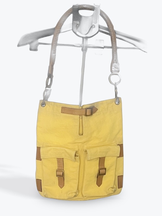 Gucci Handbags - GUCCI (RARE) Yellow Canvas Bucket Tote with Brown Leather Trim